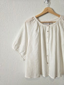 Puff Sleeve Cotton Linen Top (XL)