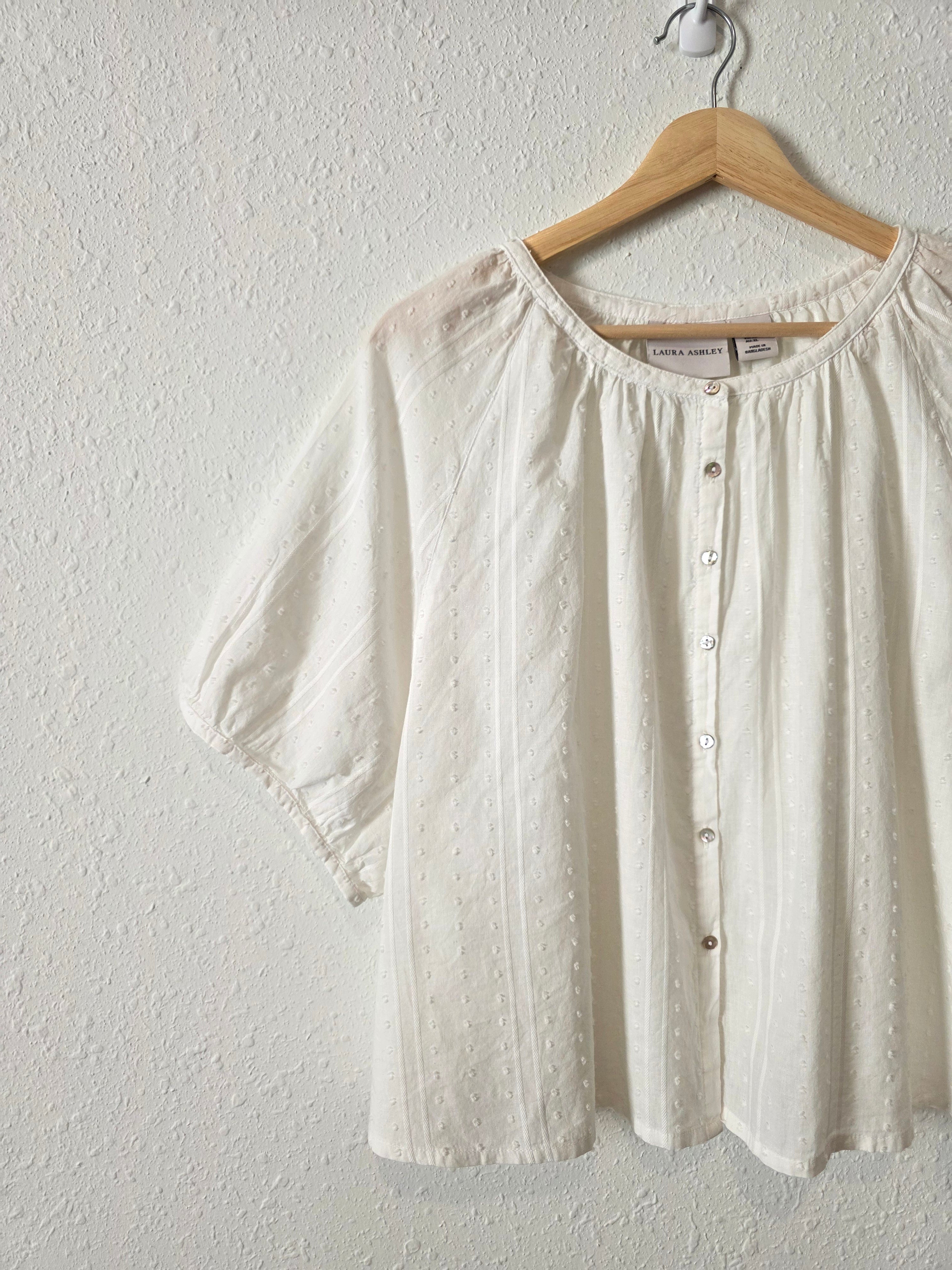 Puff Sleeve Cotton Linen Top (XL)