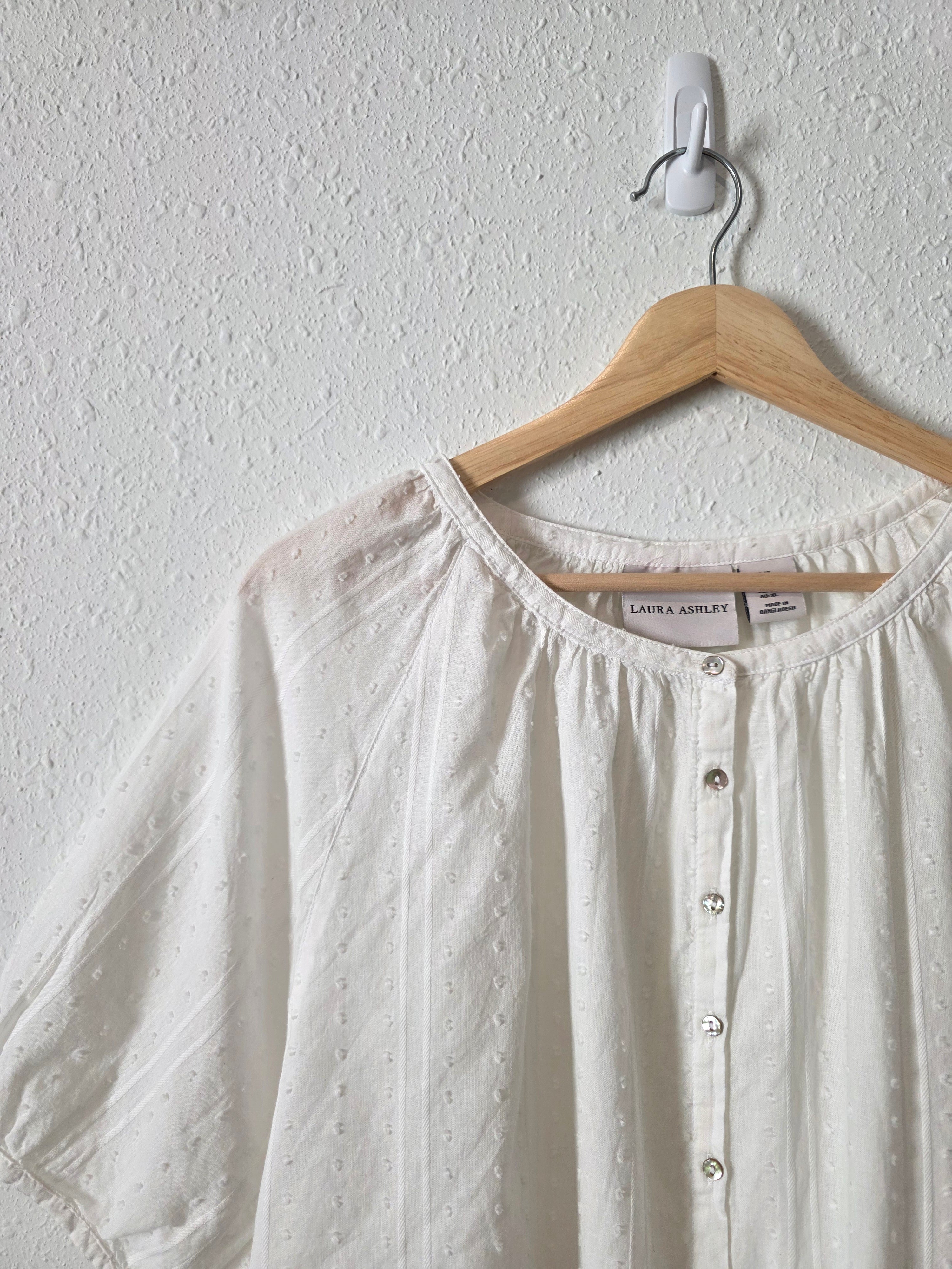 Puff Sleeve Cotton Linen Top (XL)