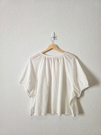 Puff Sleeve Cotton Linen Top (XL)