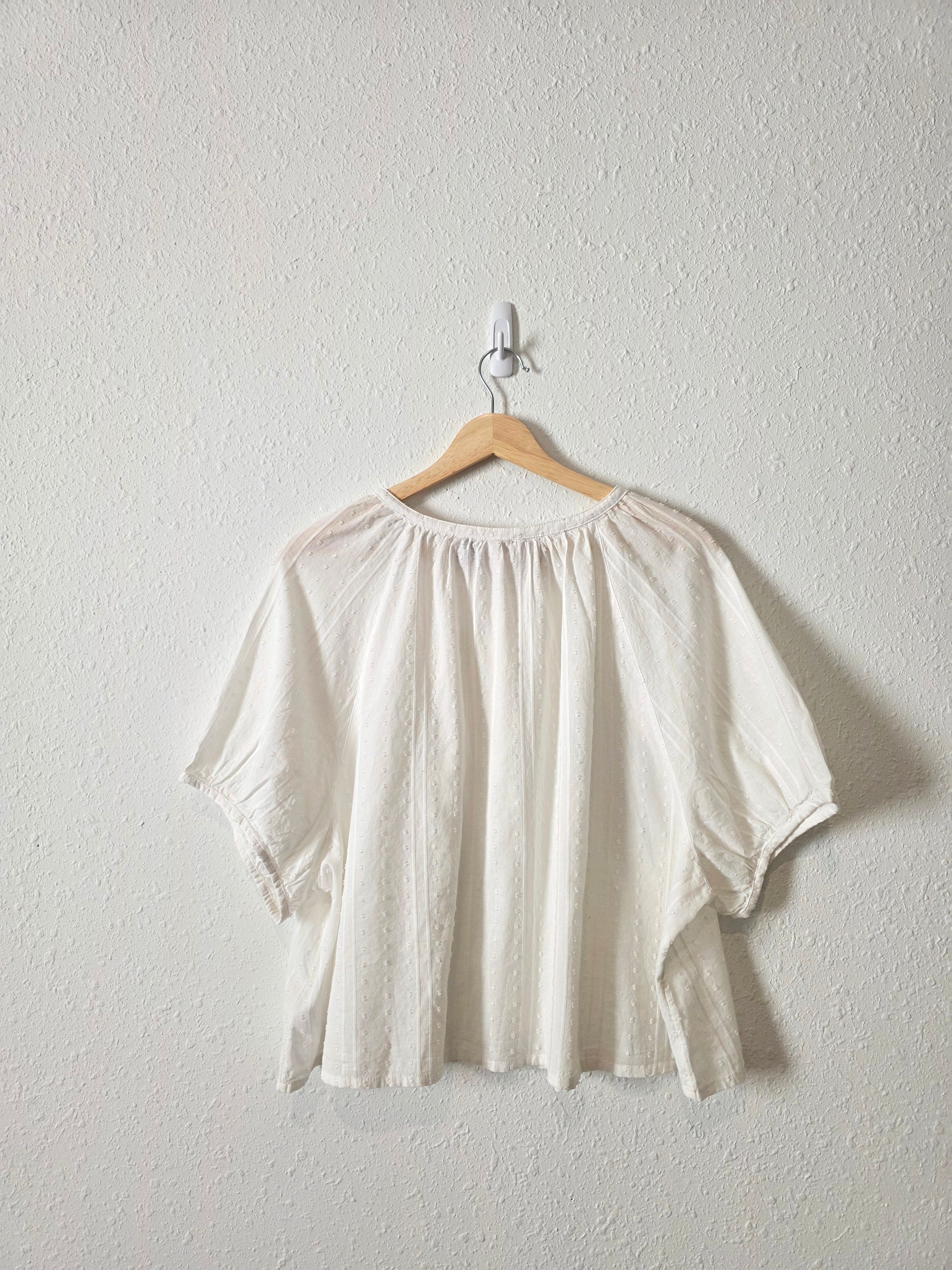 Puff Sleeve Cotton Linen Top (XL)