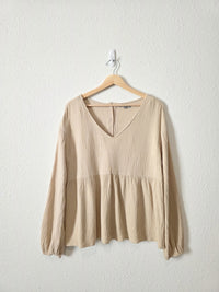Wishlist Gauze Button Back Top (S)