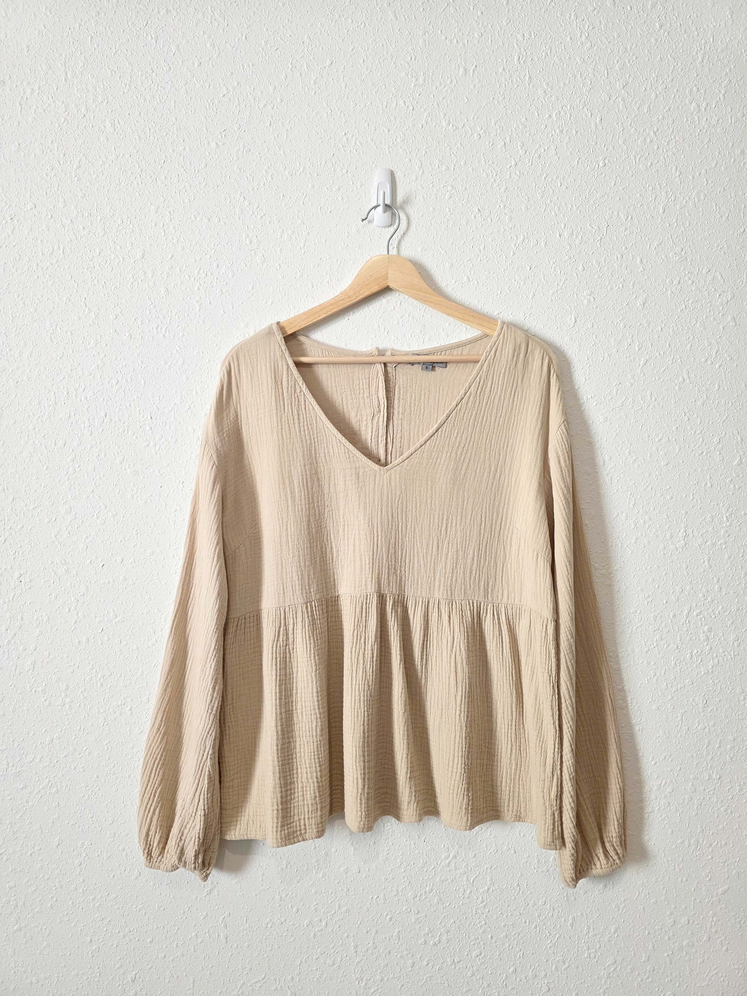 Wishlist Gauze Button Back Top (S)
