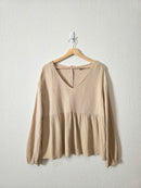 Wishlist Gauze Button Back Top (S)