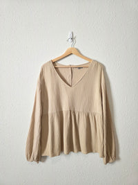 Wishlist Gauze Button Back Top (S)