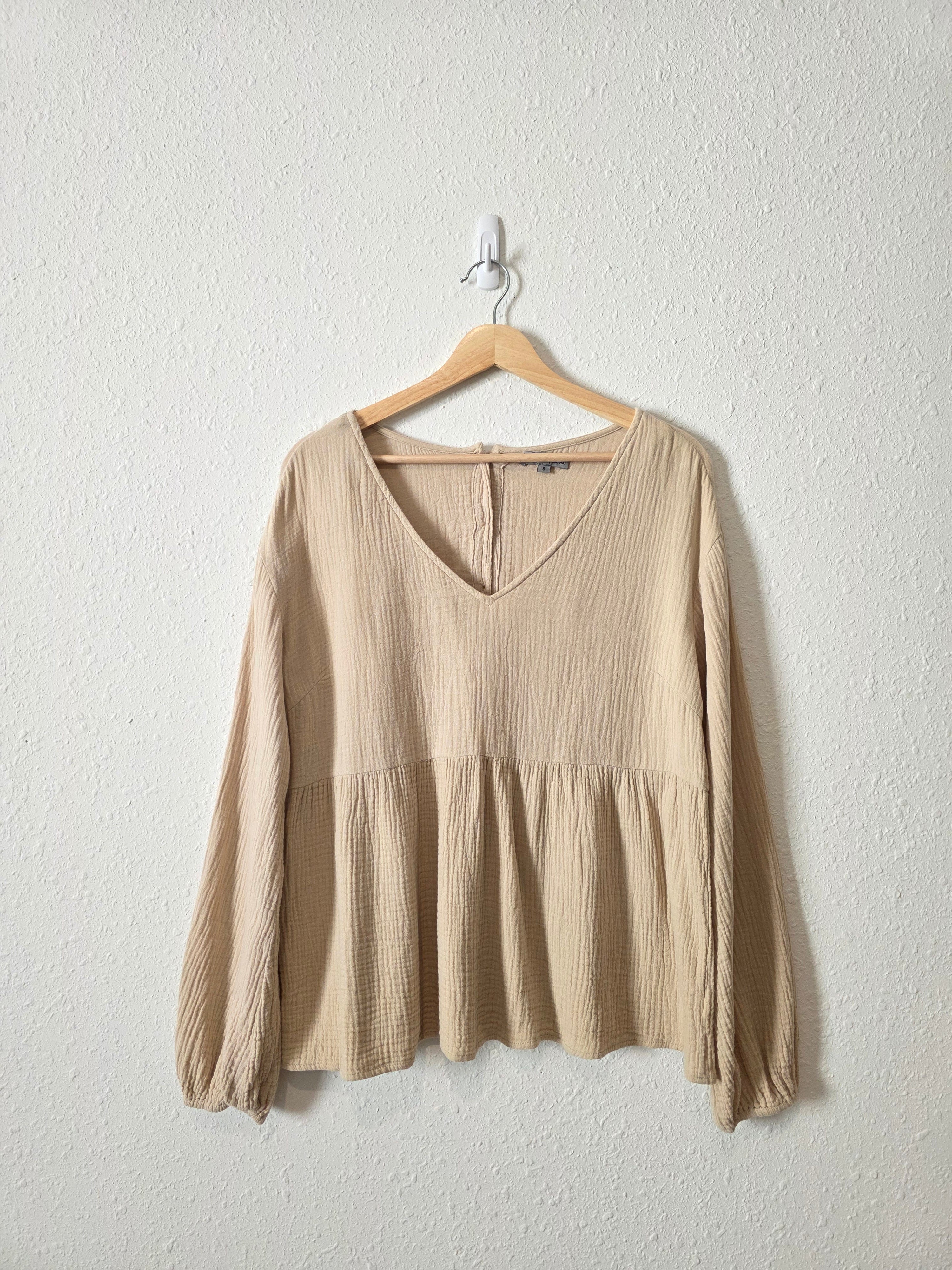 Wishlist Gauze Button Back Top (S)