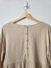 Wishlist Gauze Button Back Top (S)