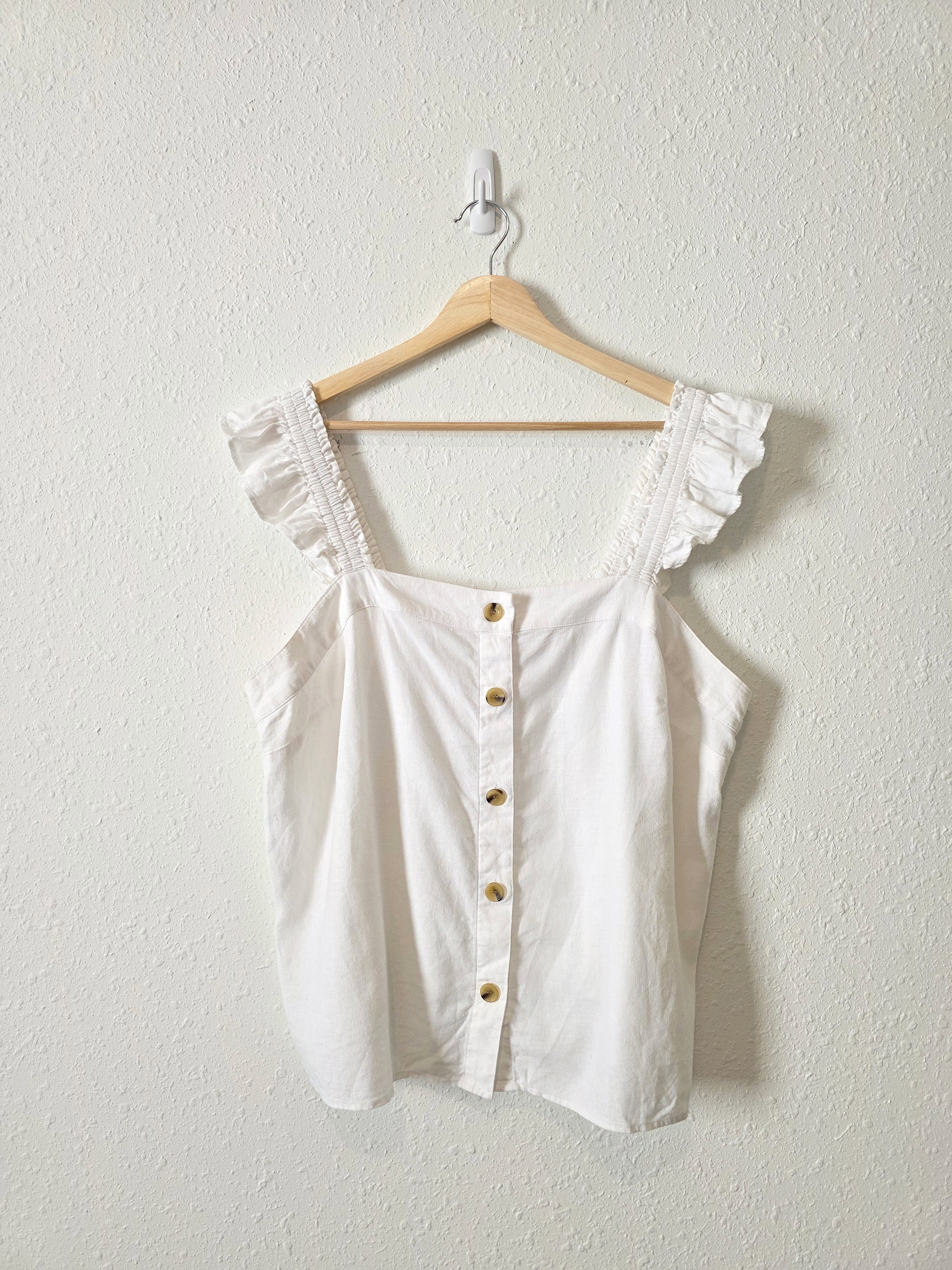 J.Crew Linen Blend Square Neck Tank (XL)