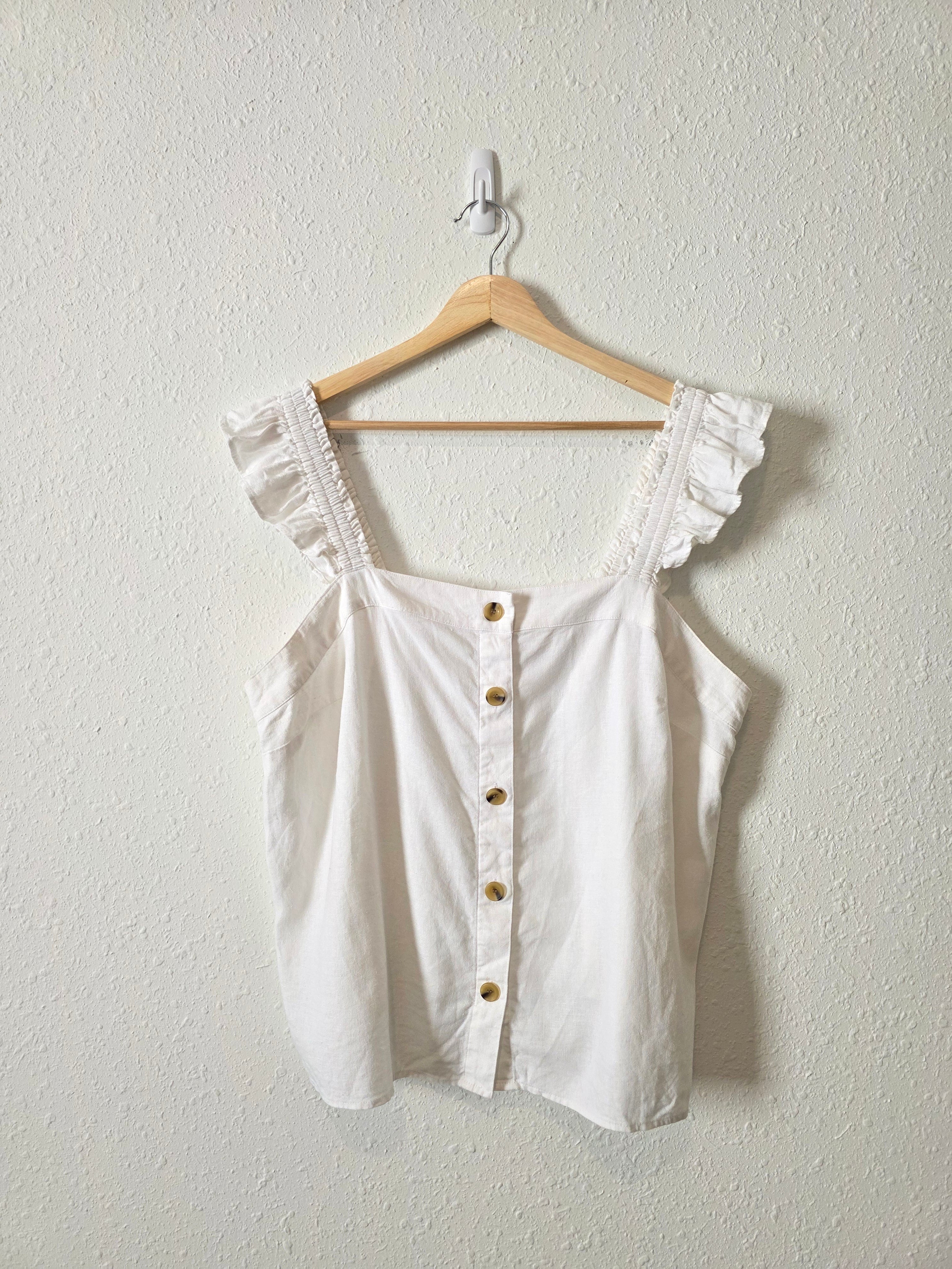 J.Crew Linen Blend Square Neck Tank (XL)
