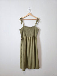 Gap Olive Smocked Midi Dress (XL)