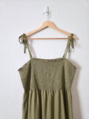 Gap Olive Smocked Midi Dress (XL)