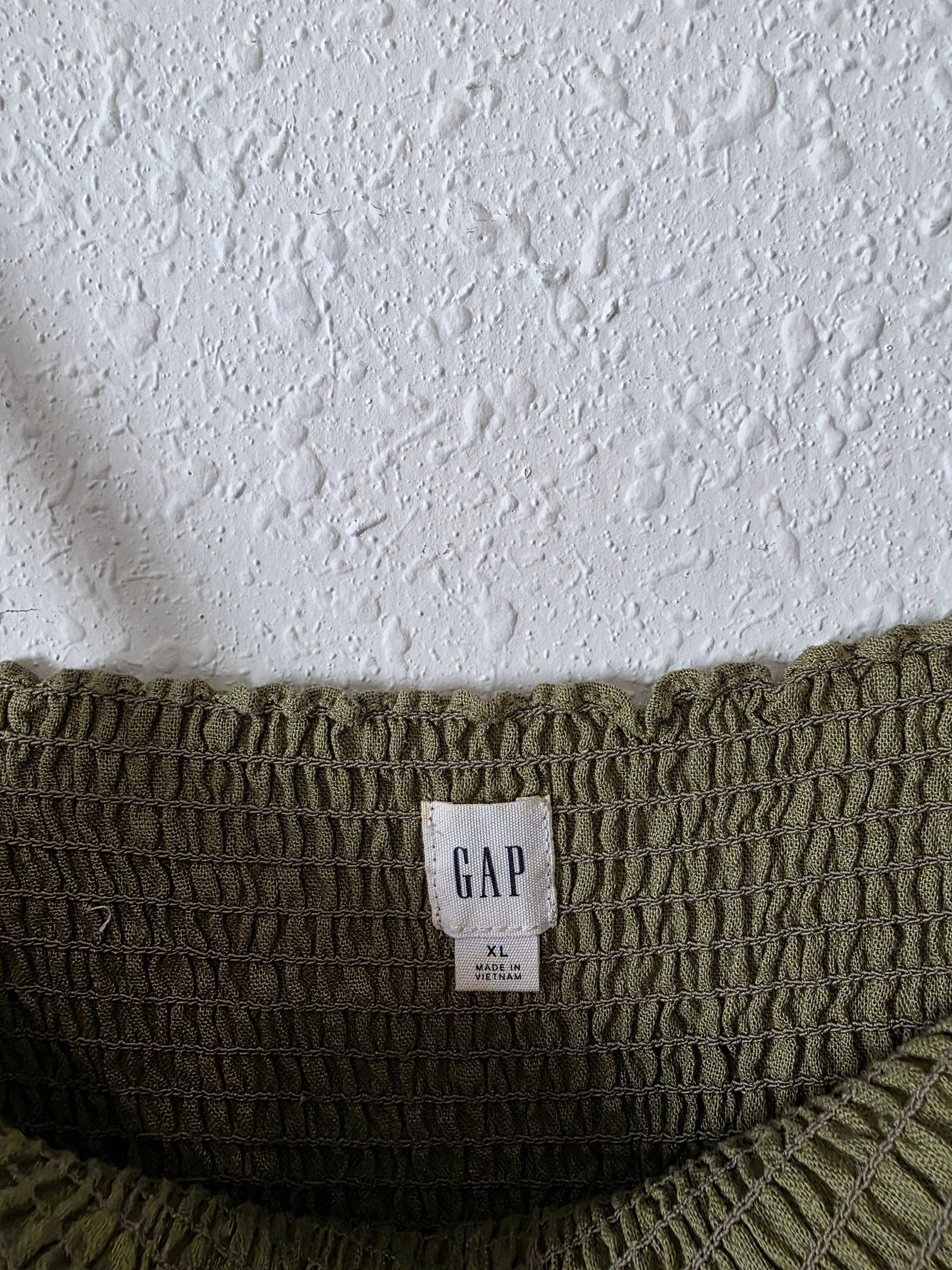 Gap Olive Smocked Midi Dress (XL)