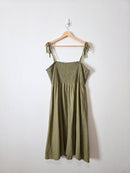 Gap Olive Smocked Midi Dress (XL)