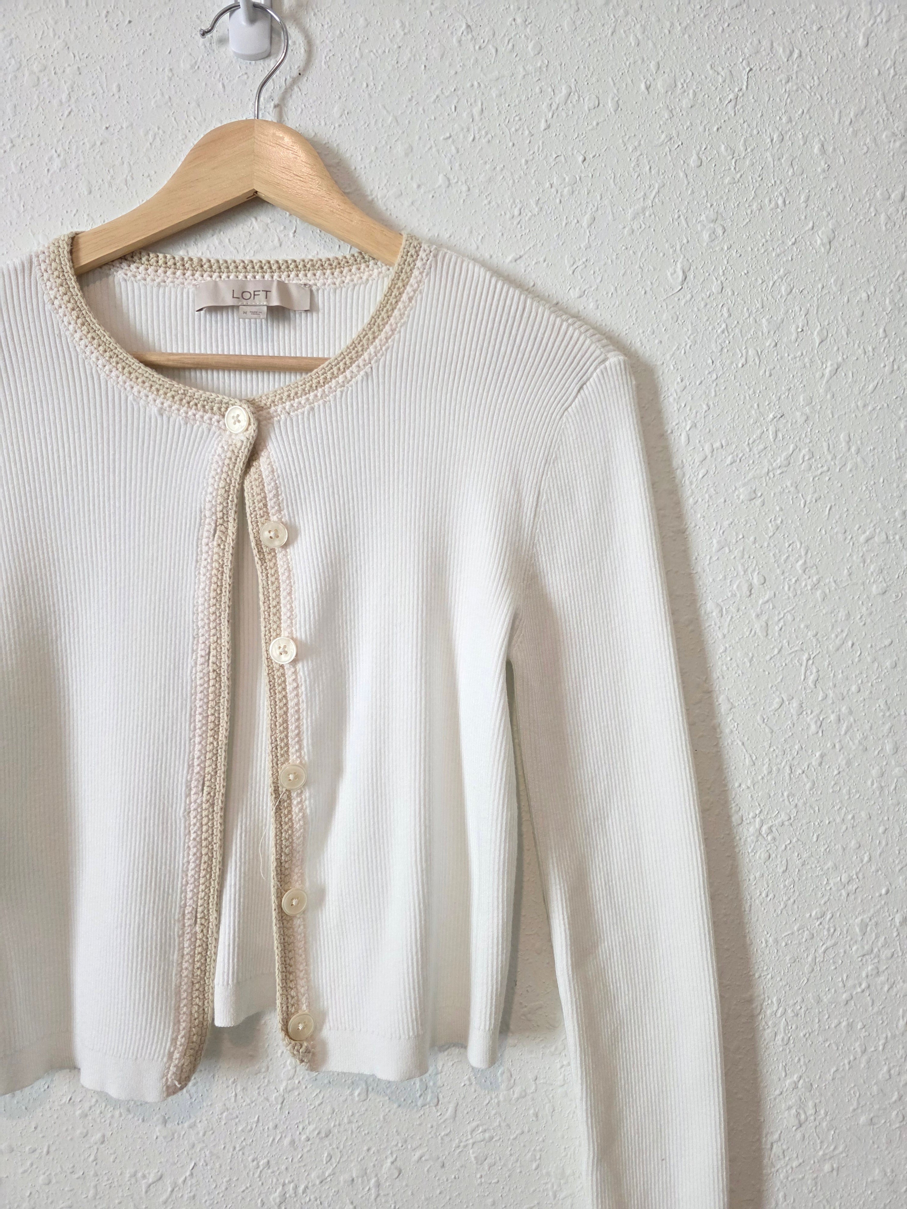 Loft Button Front Ribbed Cardigan (M)