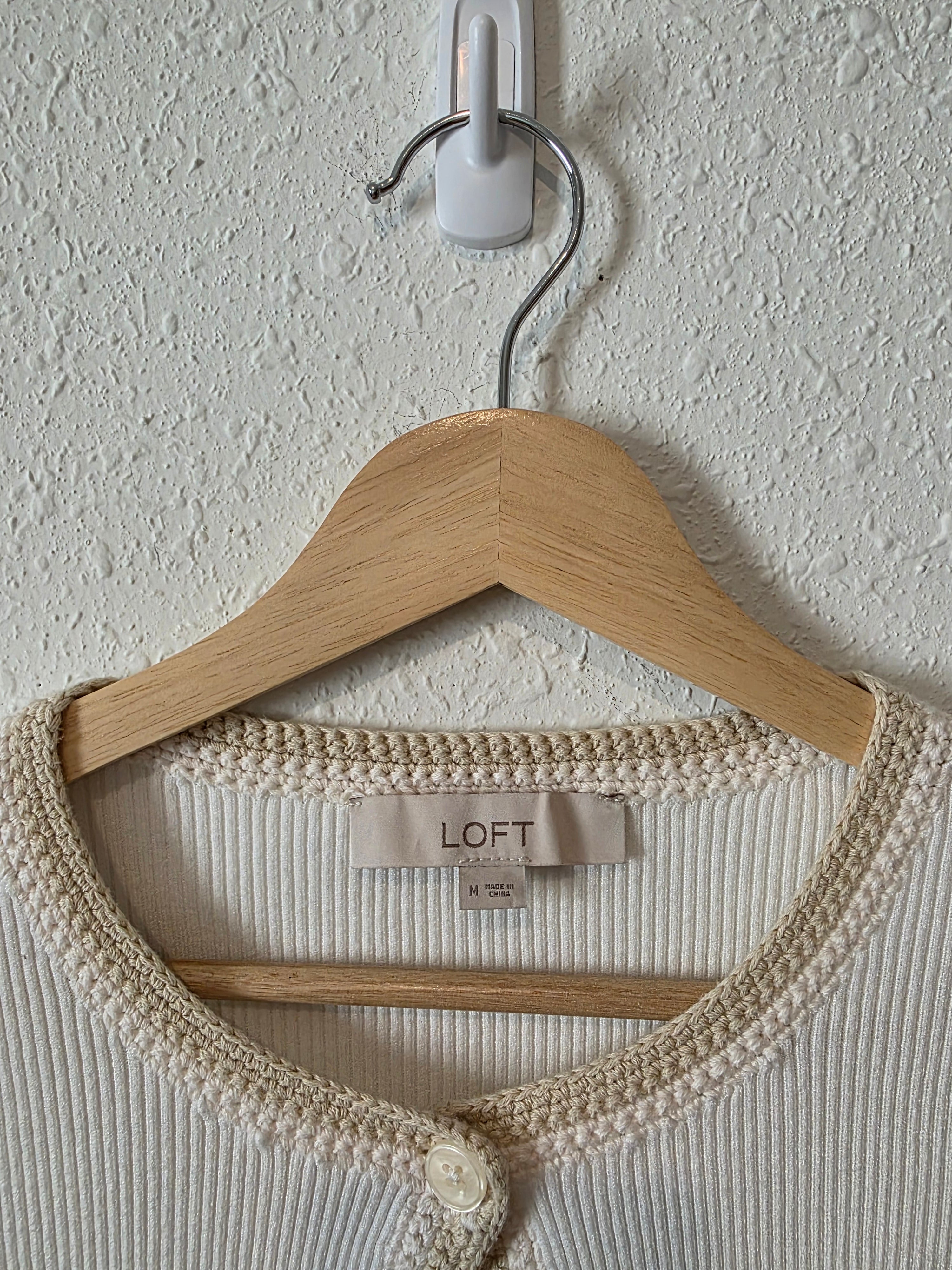 Loft Button Front Ribbed Cardigan (M)