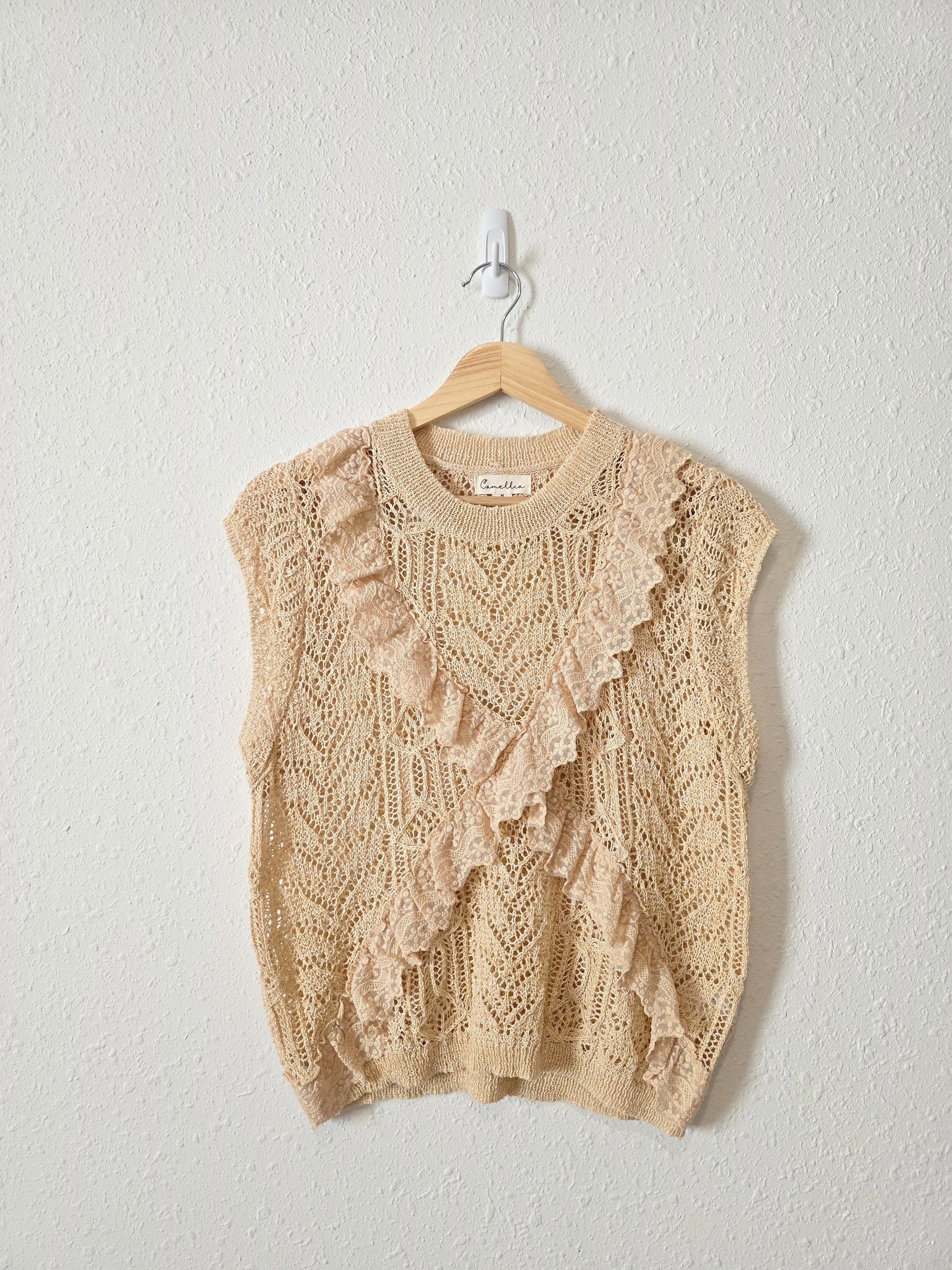 Camellia Crochet Knit Top (M)