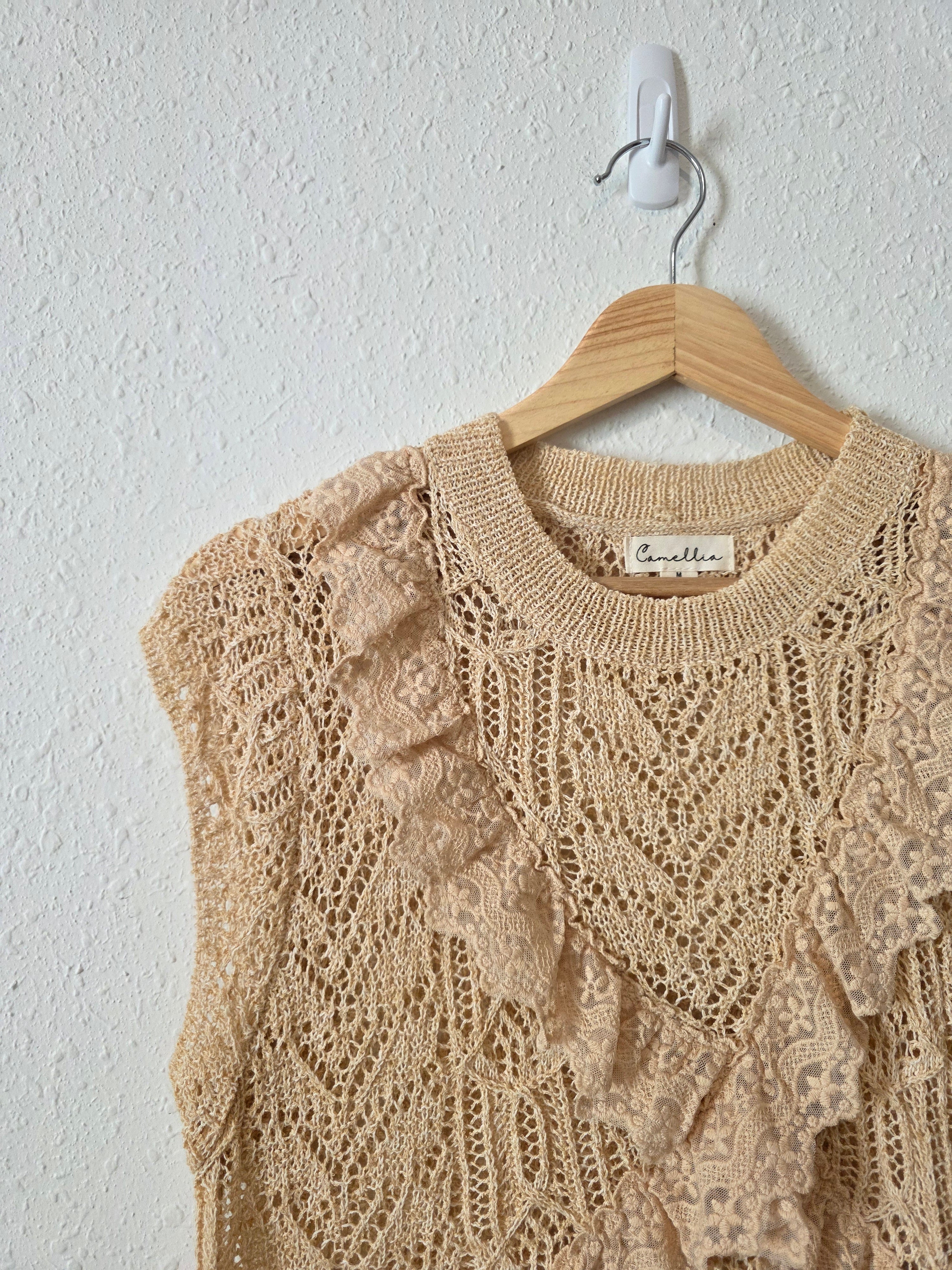 Camellia Crochet Knit Top (M)