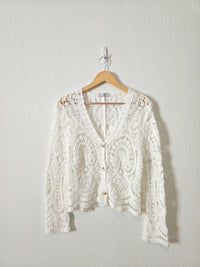 Crochet Knit Button Front Cardigan (M)