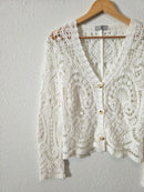 Crochet Knit Button Front Cardigan (M)