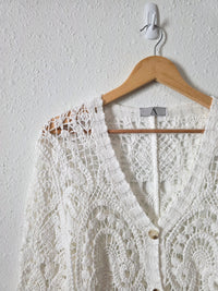 Crochet Knit Button Front Cardigan (M)