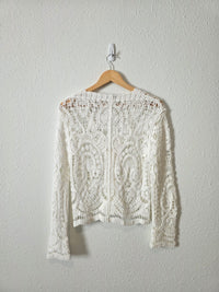 Crochet Knit Button Front Cardigan (M)