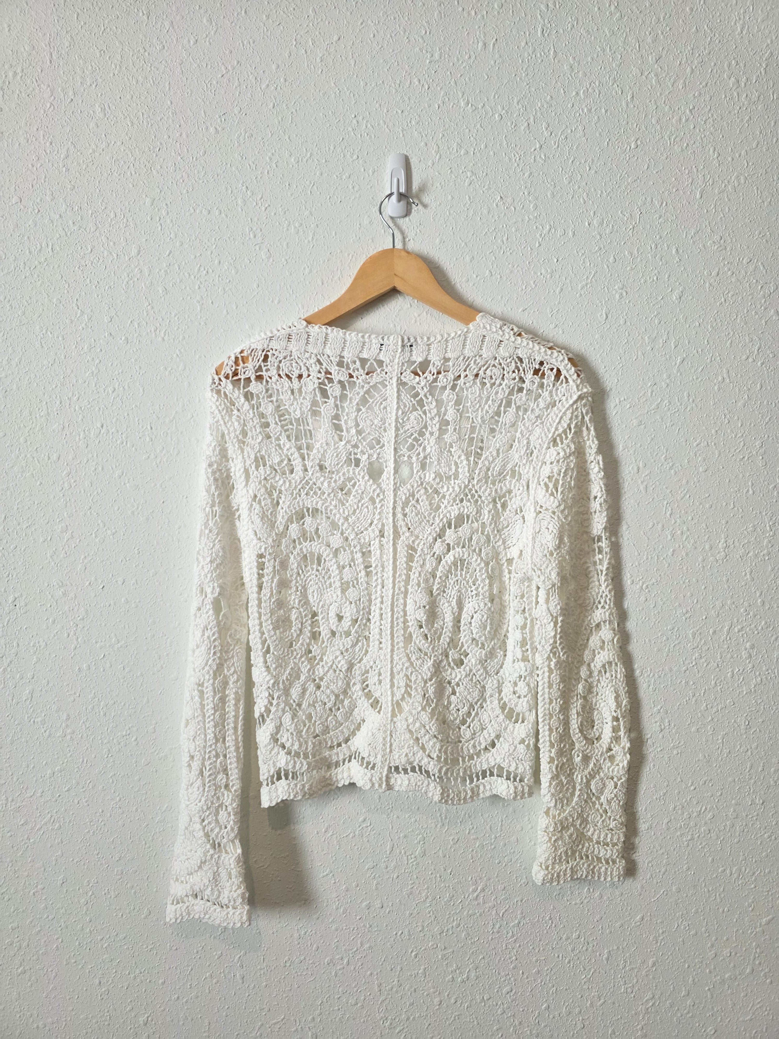 Crochet Knit Button Front Cardigan (M)