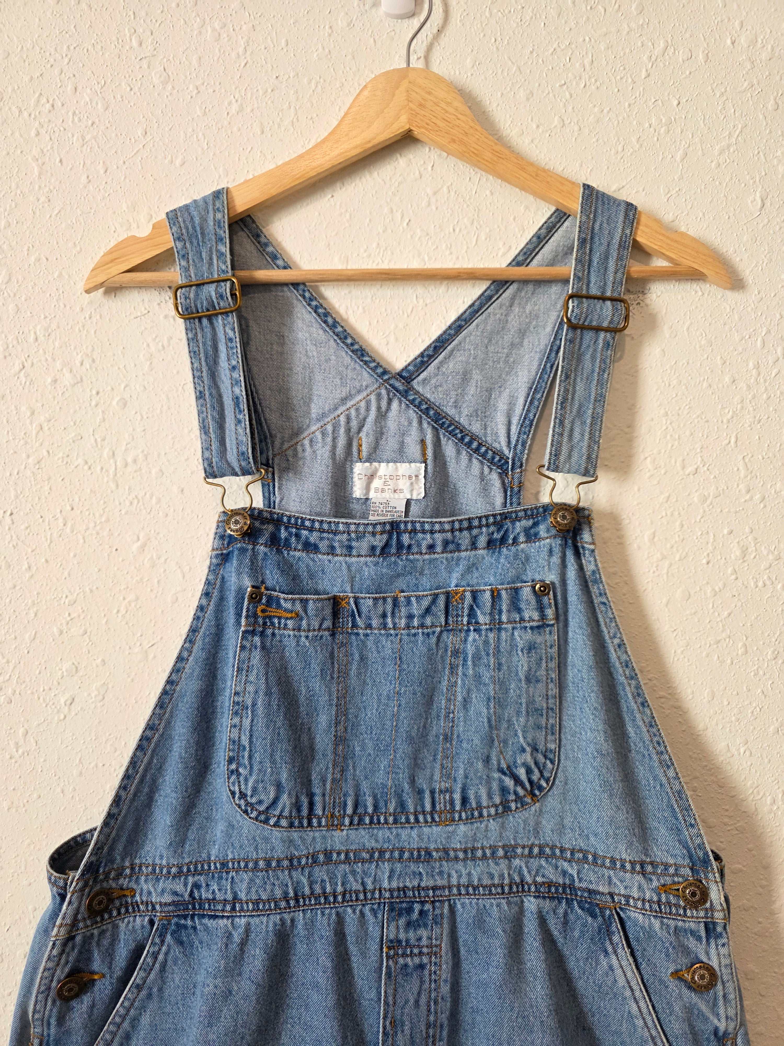 Vintage Relaxed Denim Shortalls (L)
