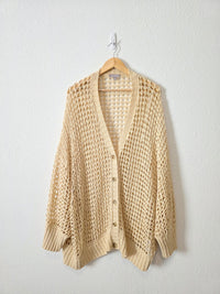 Open Knit Cotton Blend Cardigan (3X)