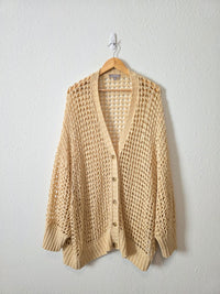 Open Knit Cotton Blend Cardigan (3X)