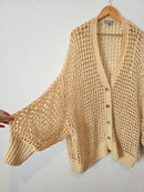 Open Knit Cotton Blend Cardigan (3X)