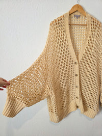 Open Knit Cotton Blend Cardigan (3X)