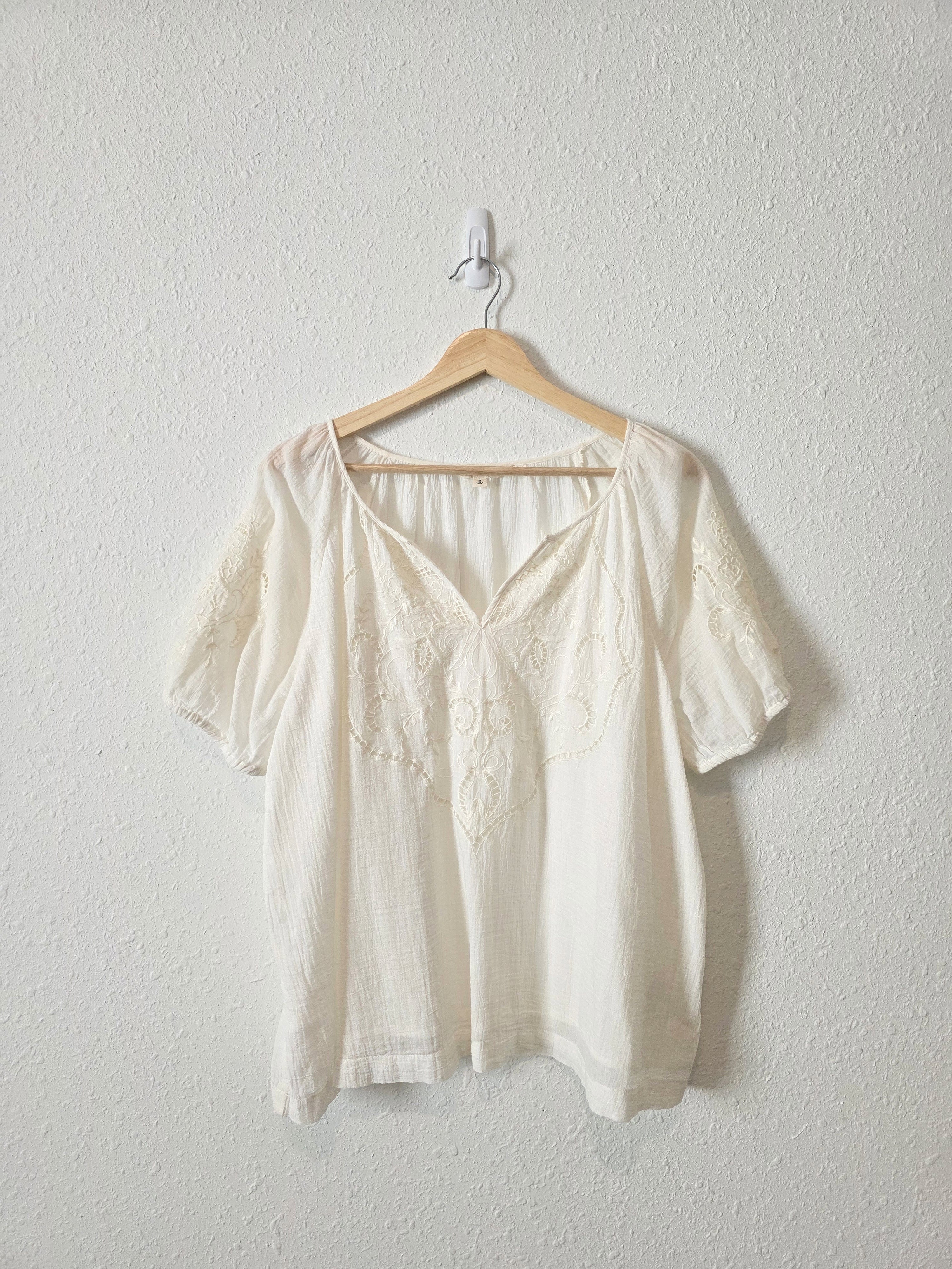 Lucky Brand Embroidered Cotton Top (M)