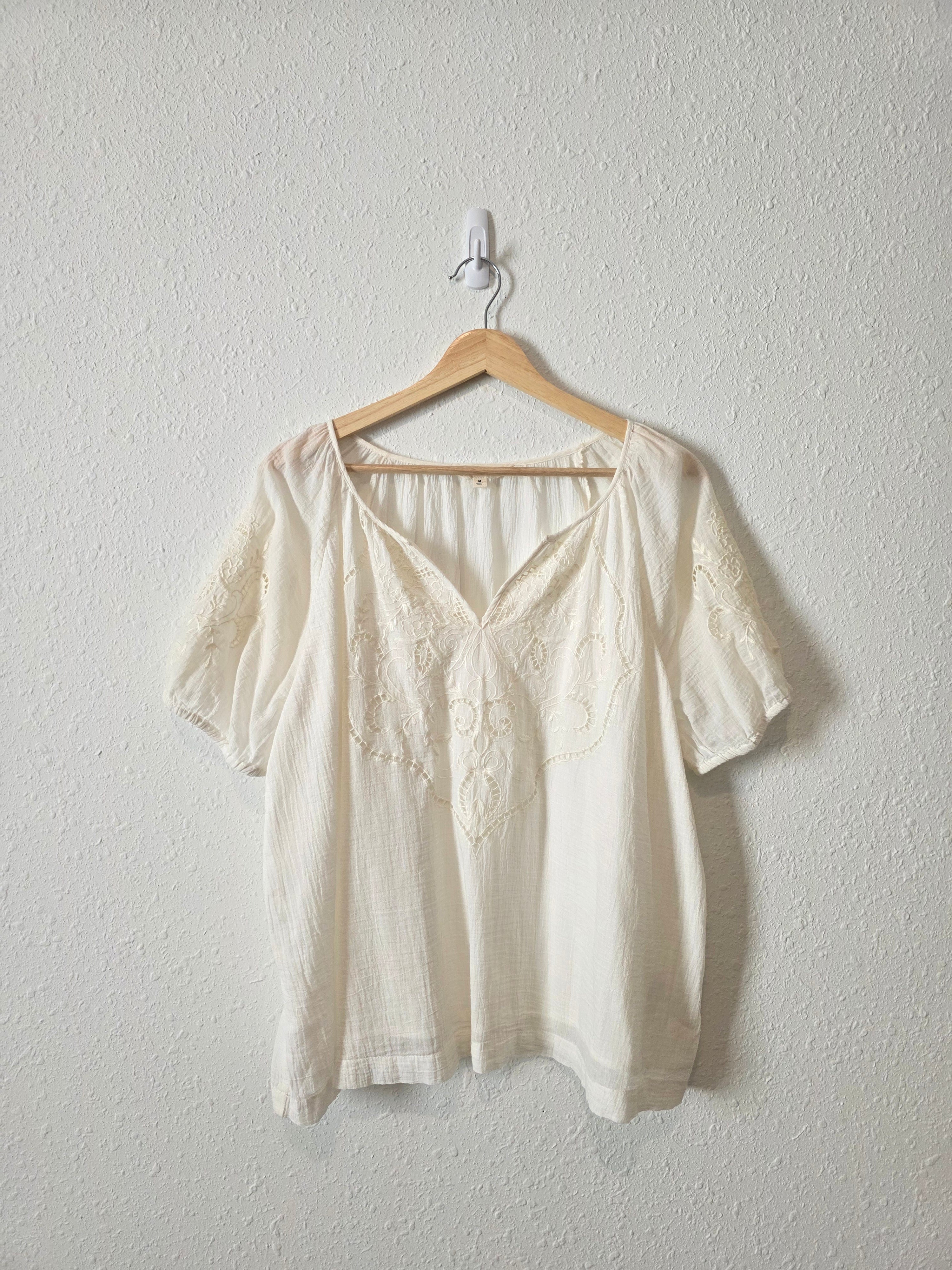 Lucky Brand Embroidered Cotton Top (M)