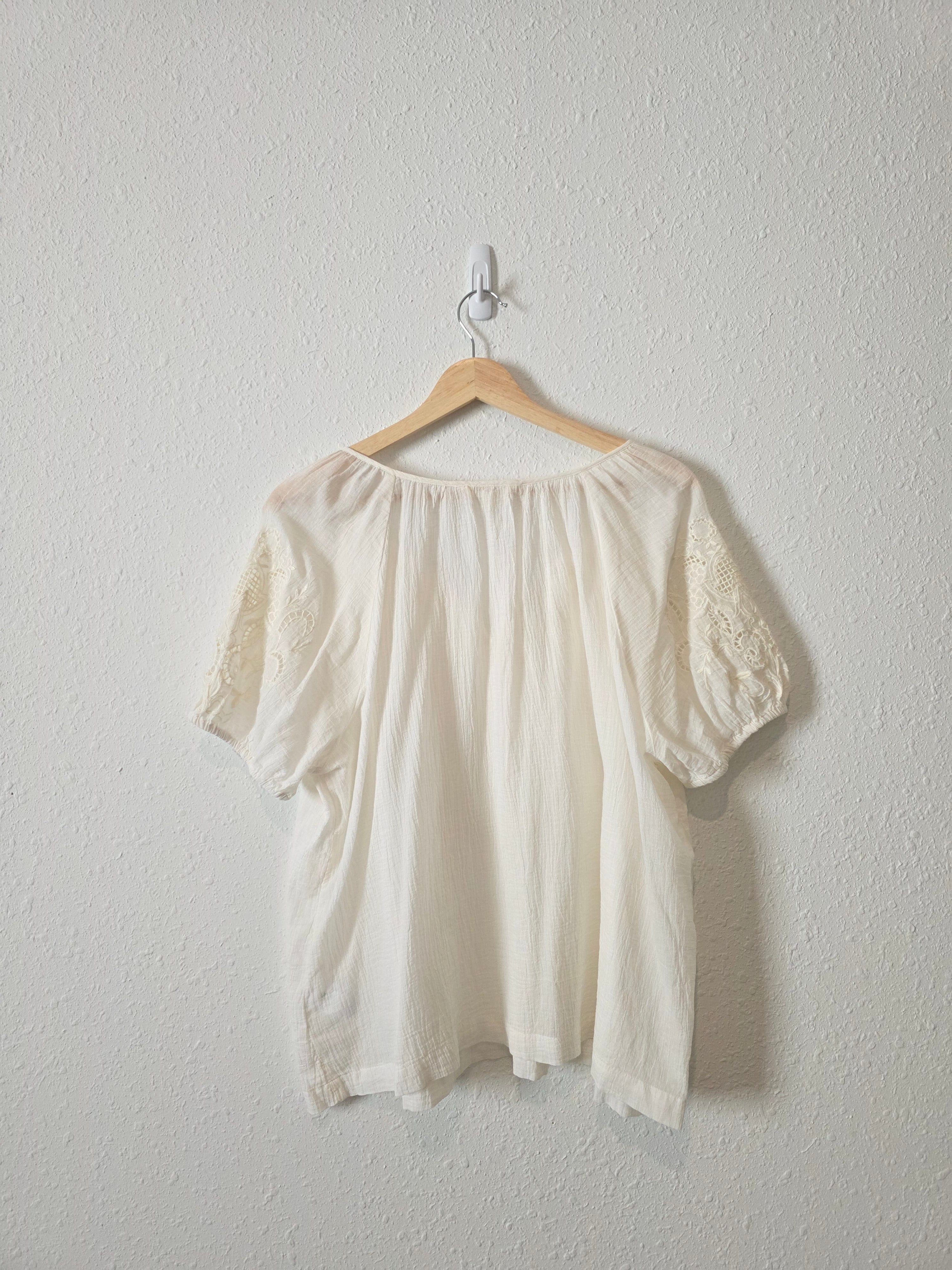 Lucky Brand Embroidered Cotton Top (M)