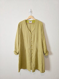 Flax Green Linen Tunic Shirt (M)