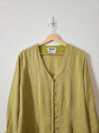Flax Green Linen Tunic Shirt (M)