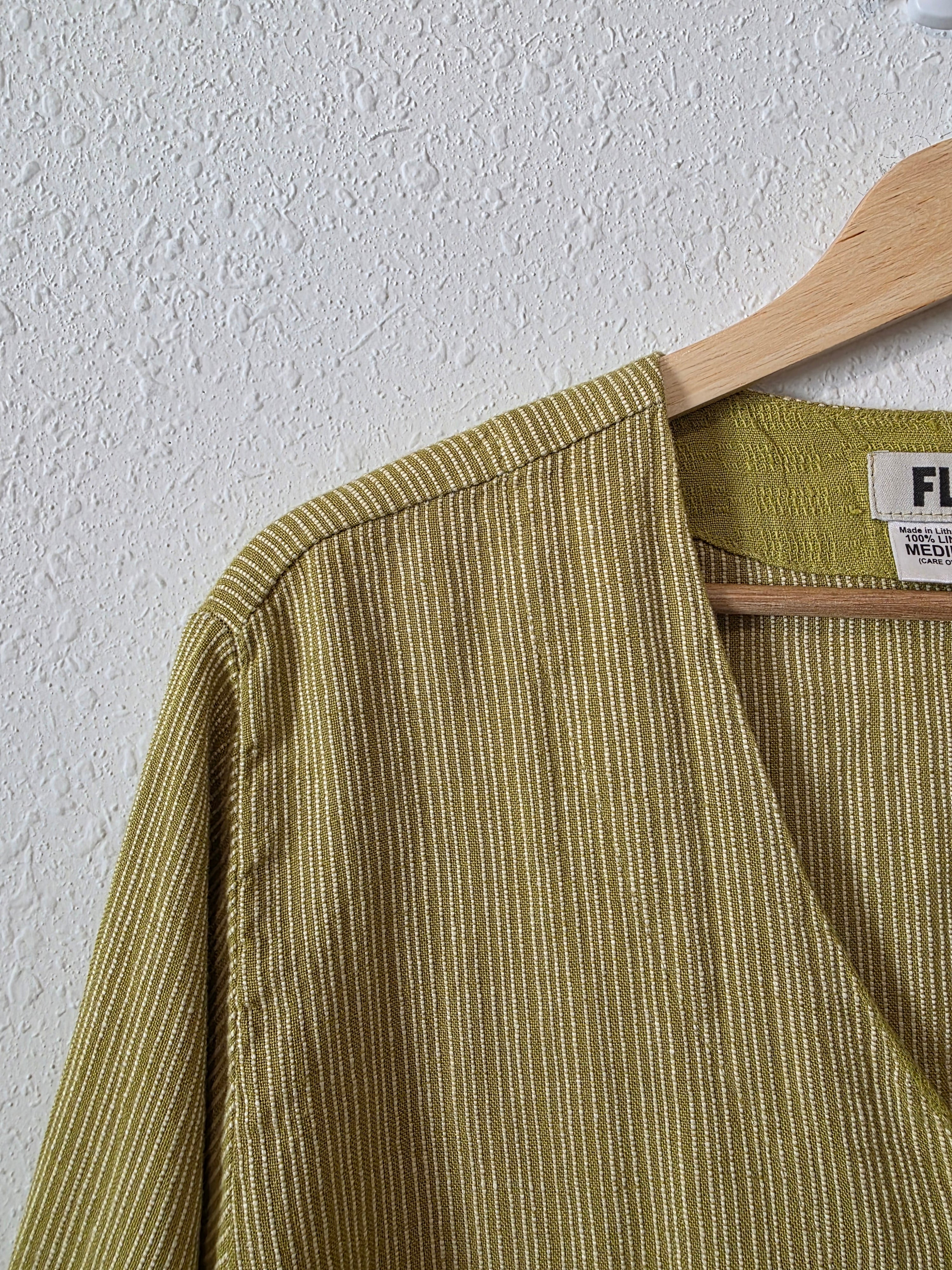Flax Green Linen Tunic Shirt (M)