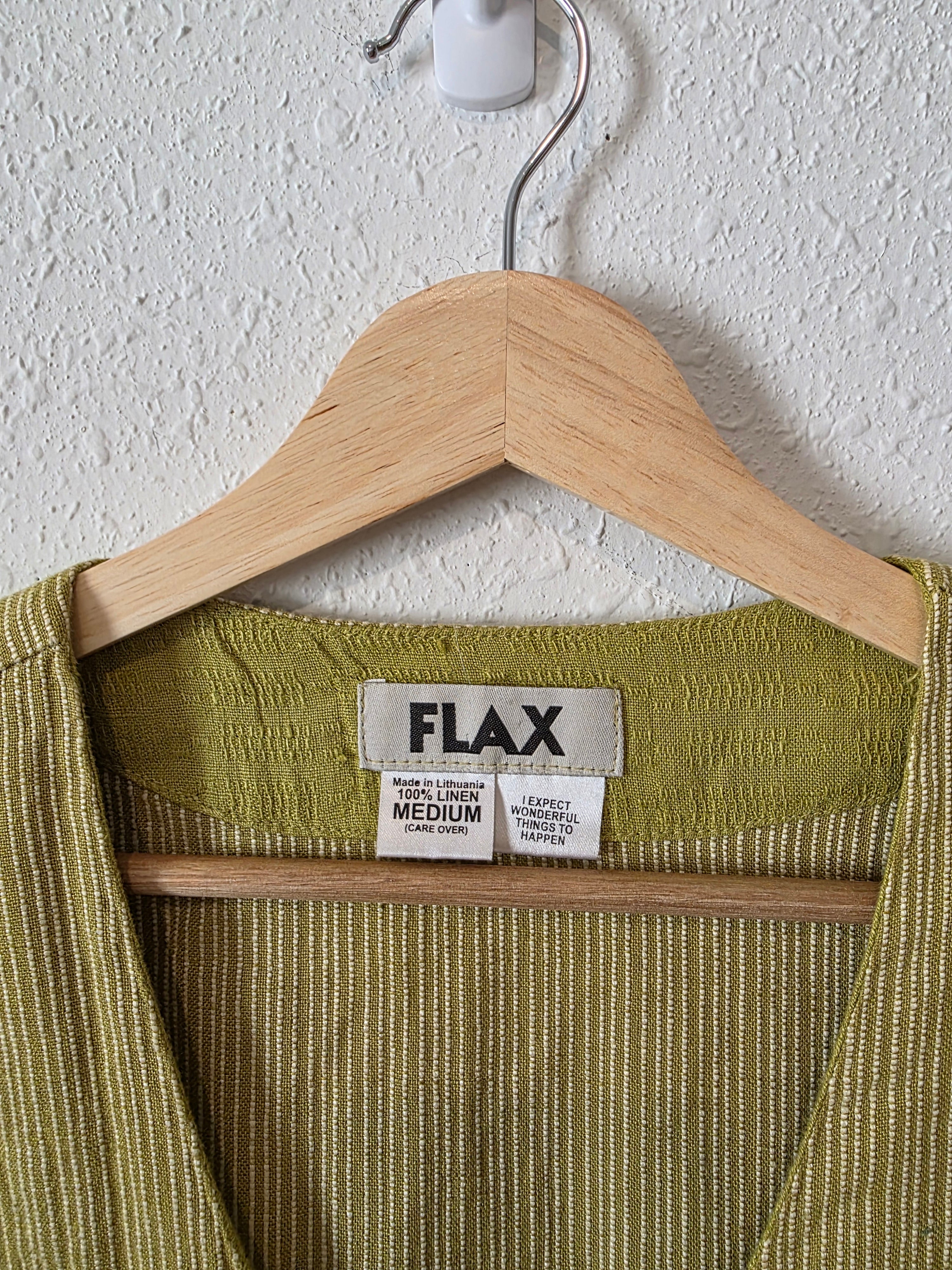Flax Green Linen Tunic Shirt (M)
