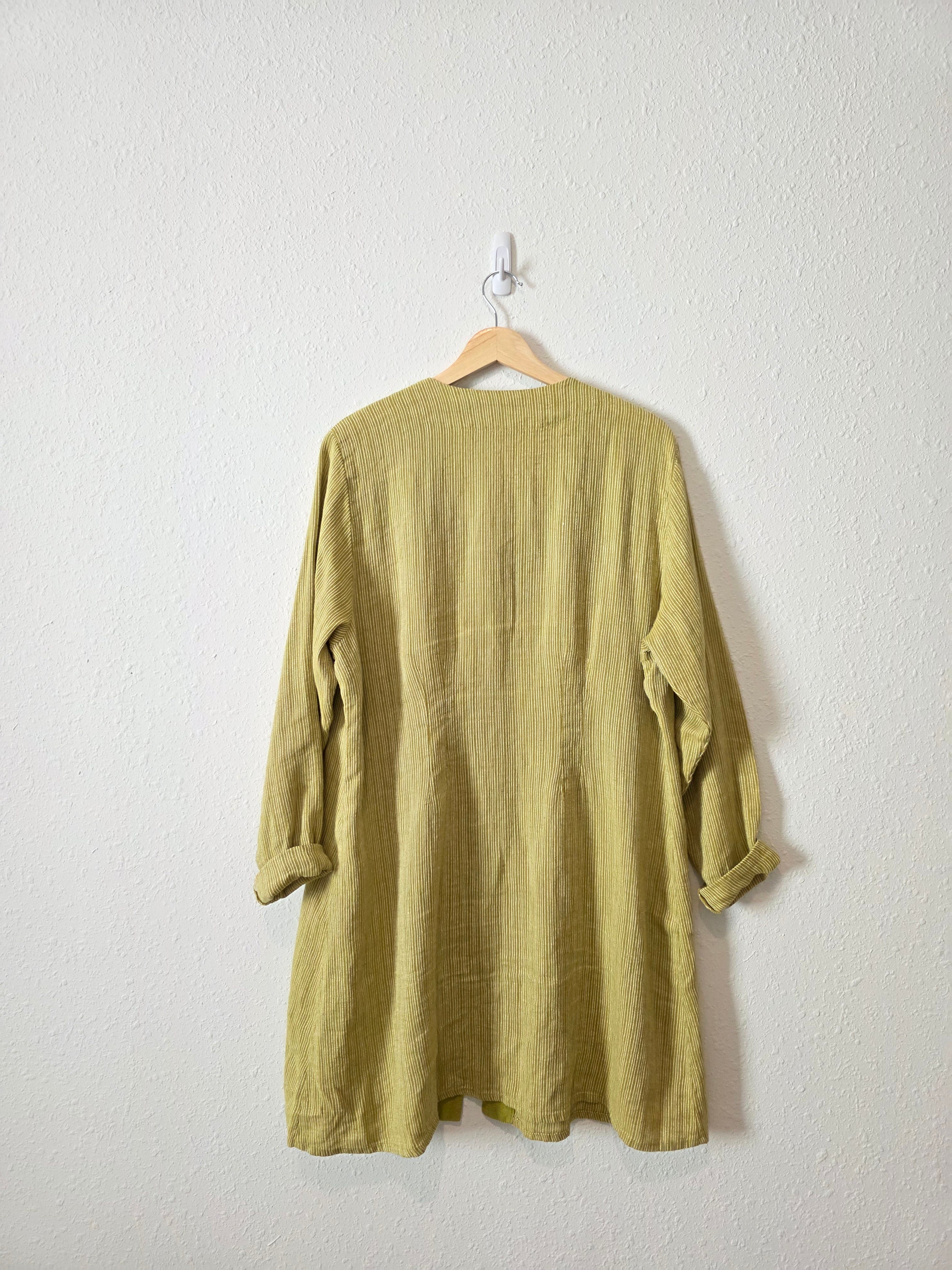 Flax Green Linen Tunic Shirt (M)