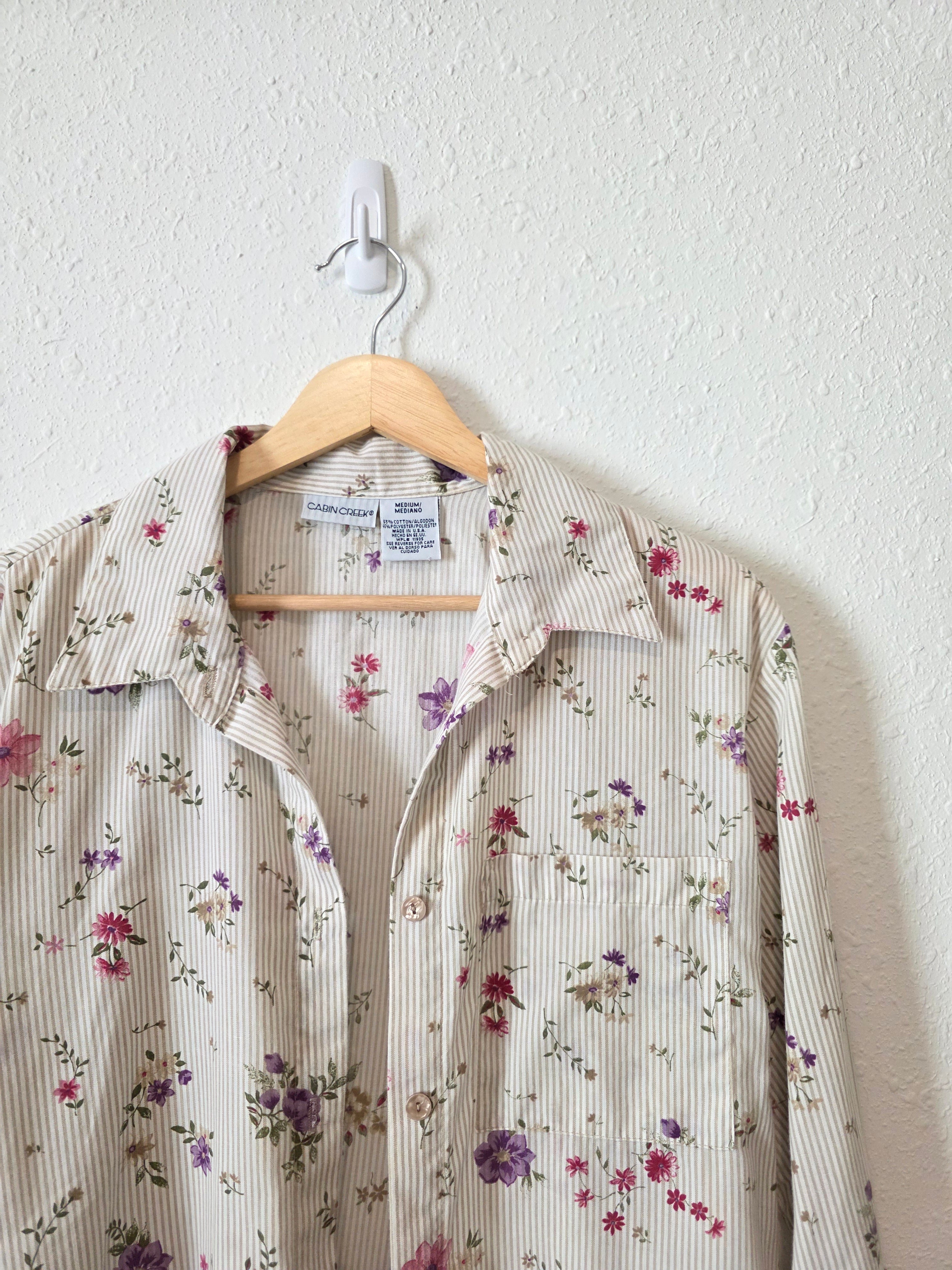 Vintage Floral Button Up Shirt (M)