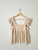 Miou Muse Neutral Linen Cotton Top (S)