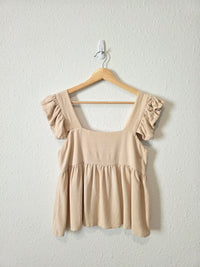 Miou Muse Neutral Linen Cotton Top (S)