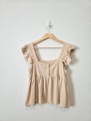 Miou Muse Neutral Linen Cotton Top (S)
