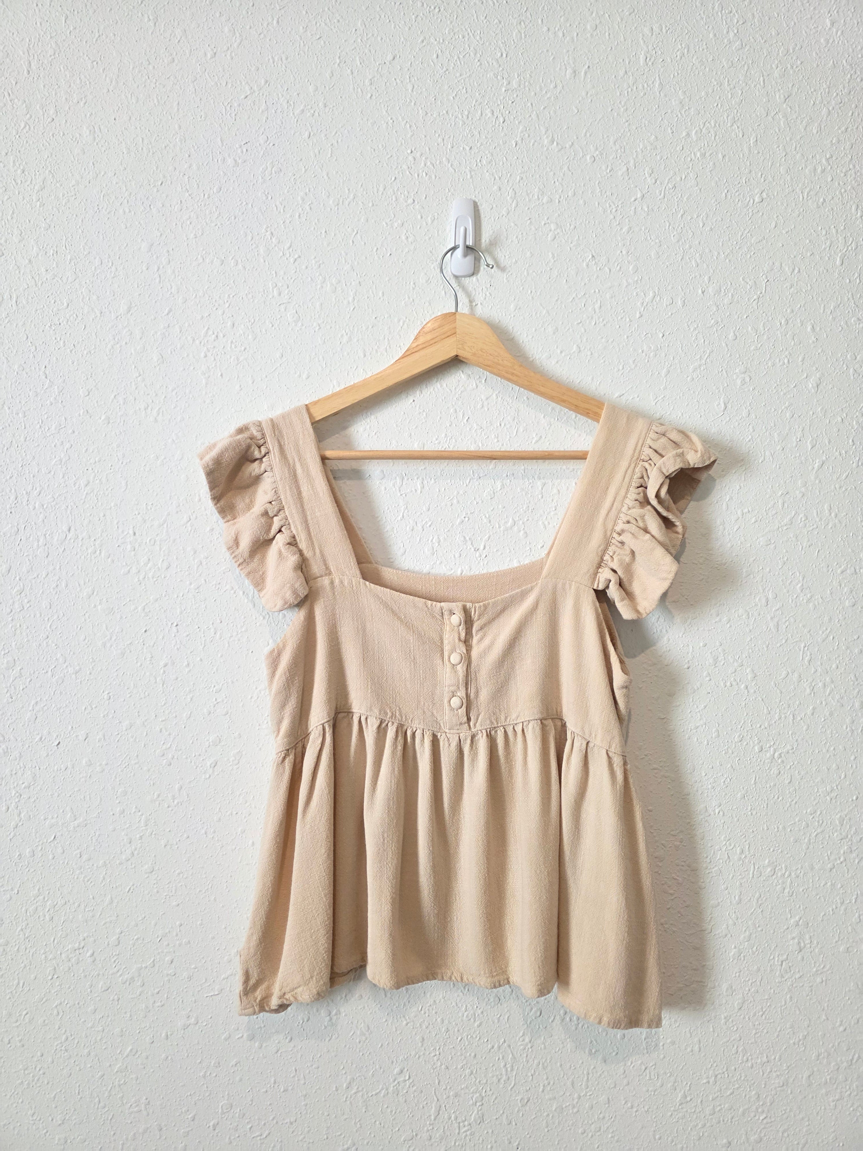 Miou Muse Neutral Linen Cotton Top (S)