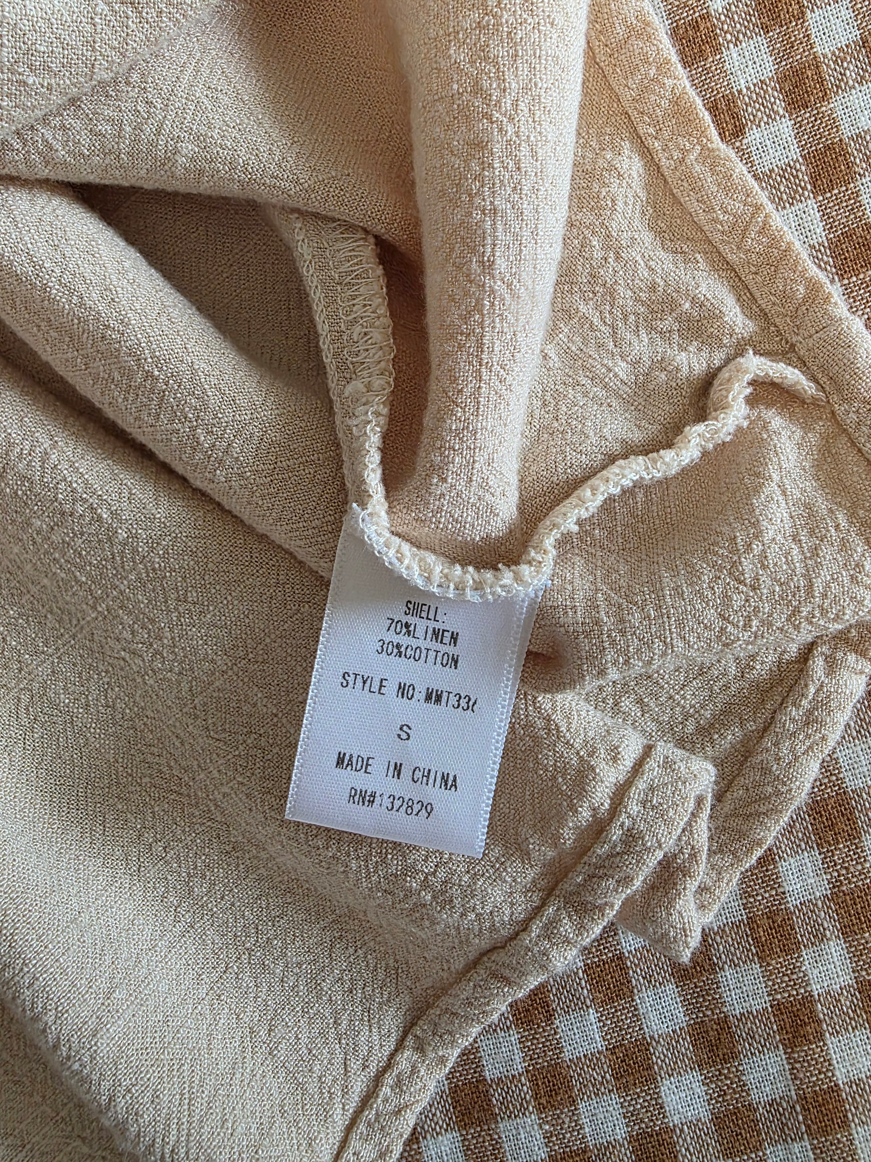 Miou Muse Neutral Linen Cotton Top (S)