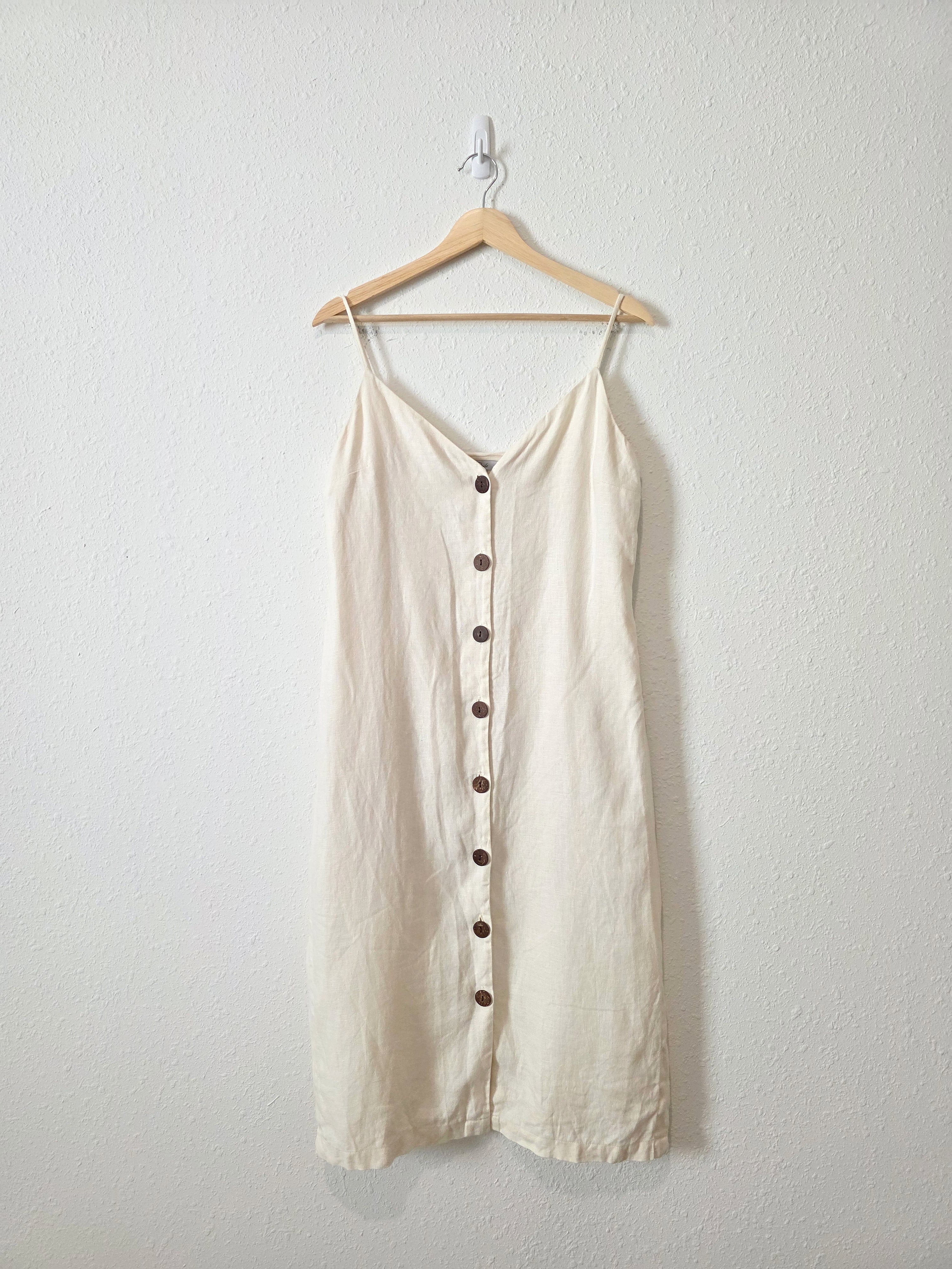 Rails Button Front Linen Midi Dress (S)