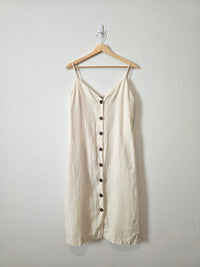 Rails Button Front Linen Midi Dress (S)