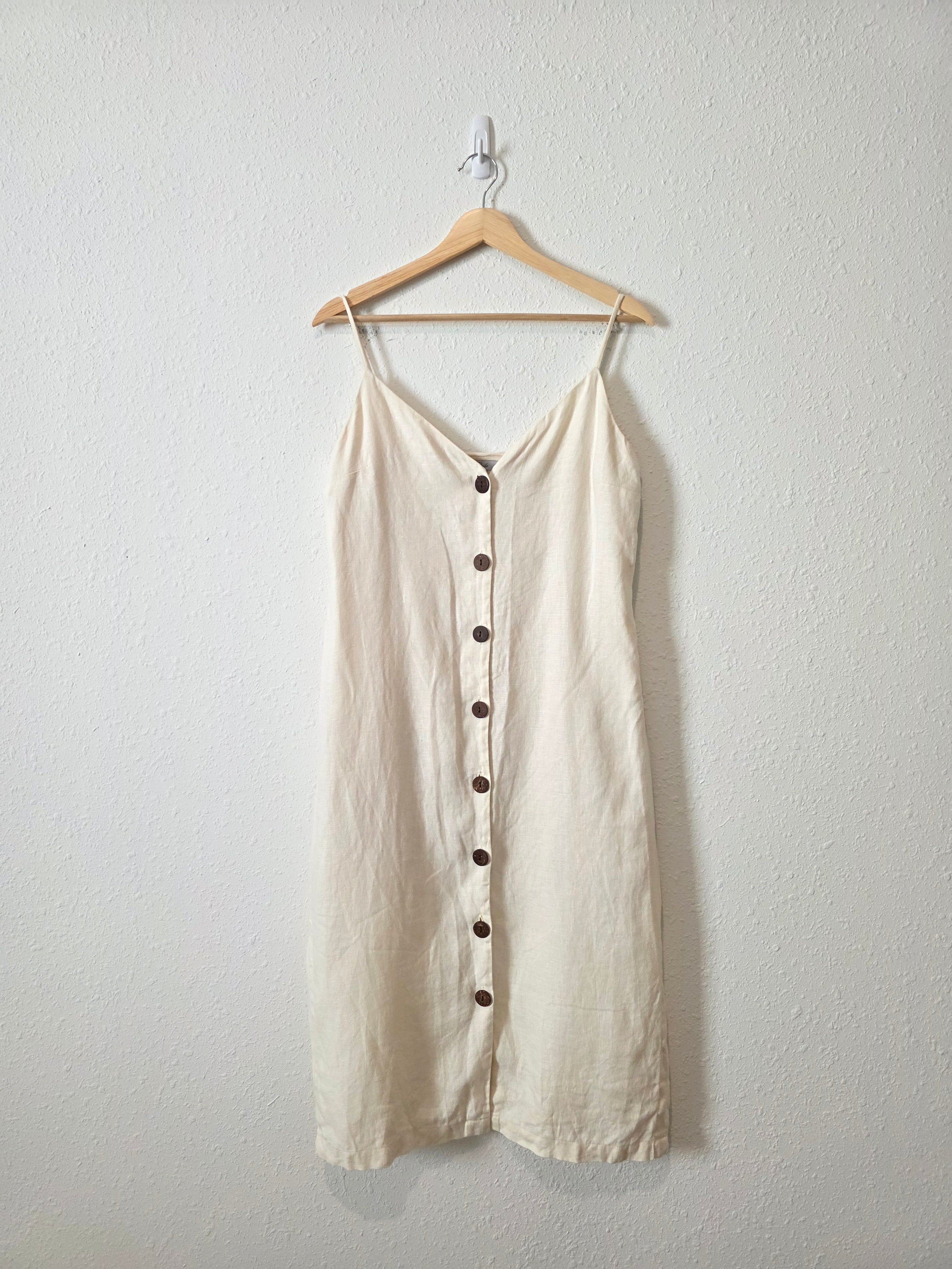 Rails Button Front Linen Midi Dress (S)