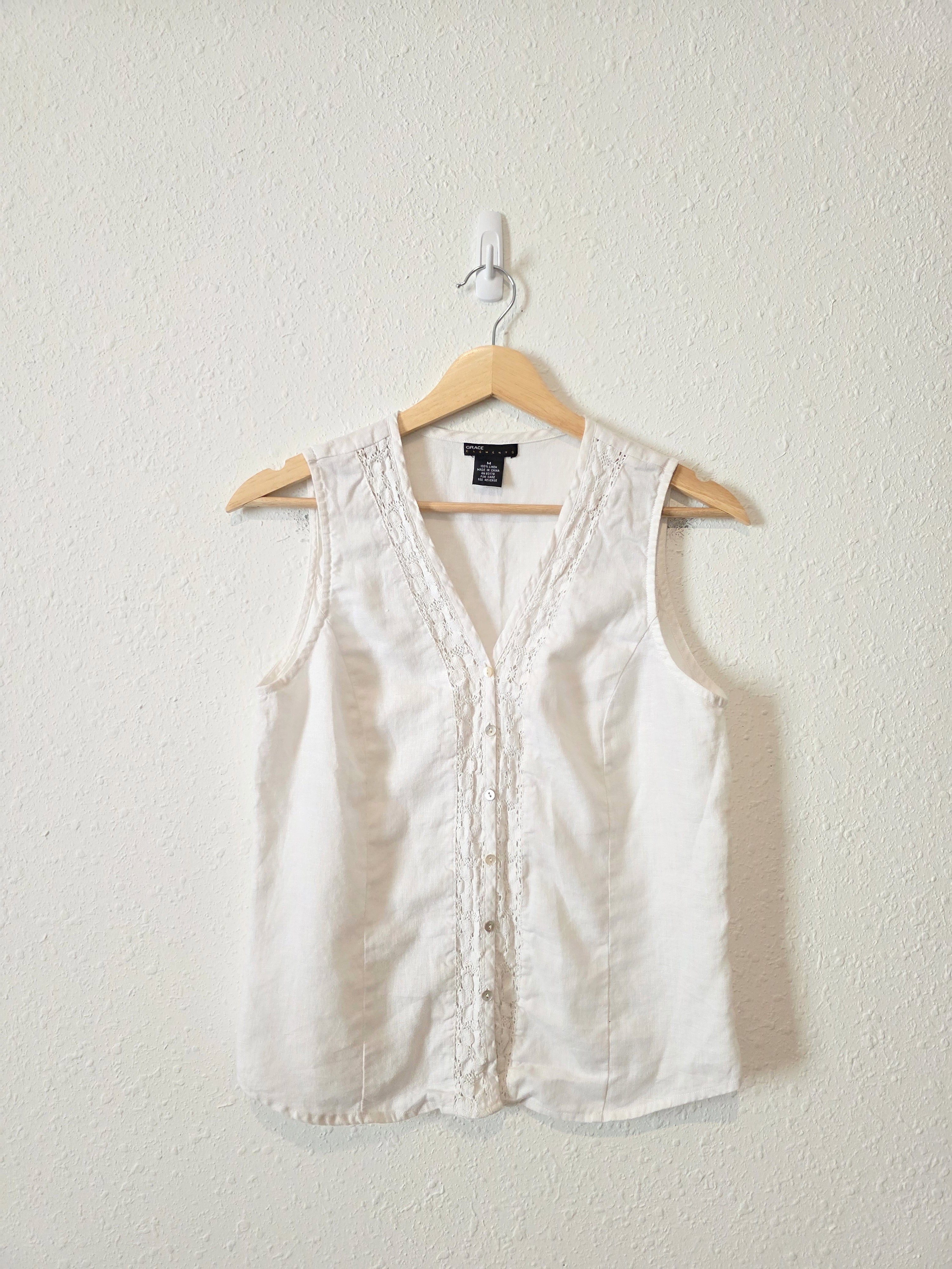Vintage Crochet Linen Tank (M)