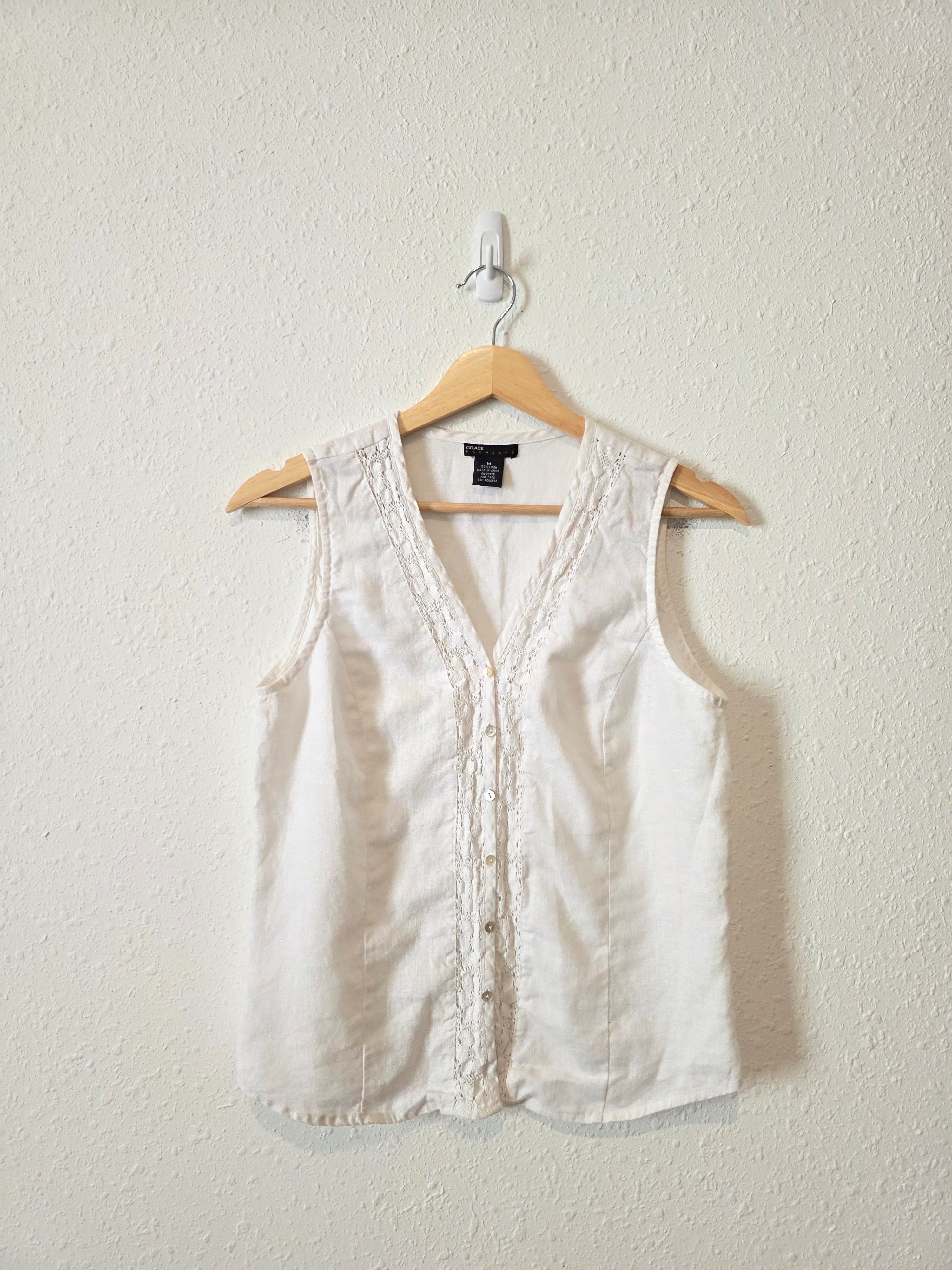 Vintage Crochet Linen Tank (M)